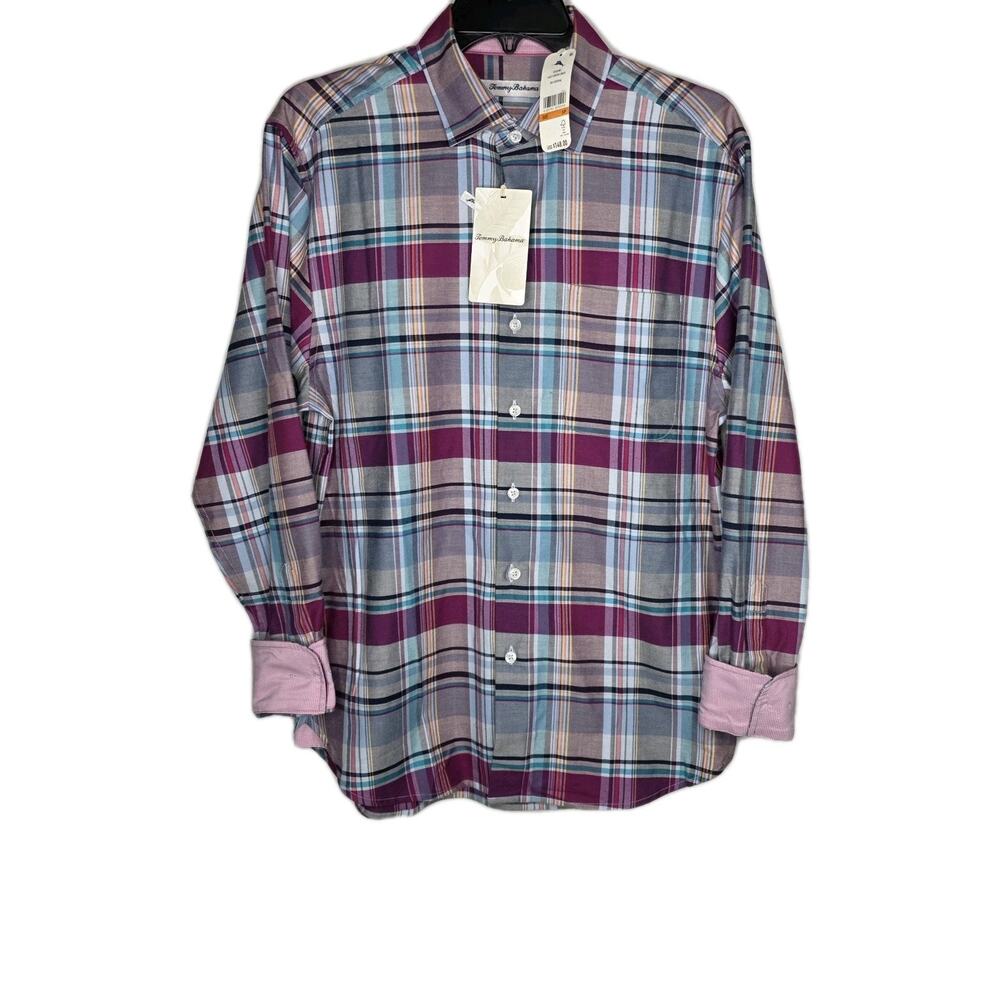 Tommy Bahama Stretch Shirt Mens S Silk Lazlo Cheers Check Festival NWT $148